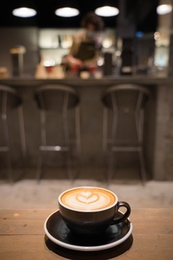 A cappuccino prepared in a café