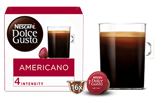 Box of Americano coffee pods